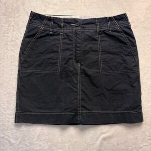 Lands End Skirt Women Sz 6 Petite Black Utility Sporty Pockets 100% Cotton Skort